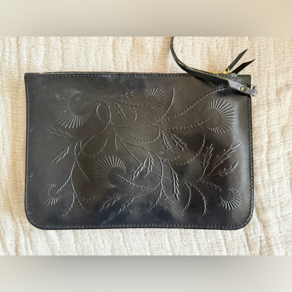 Black Leather Clutch from Handmade Animal